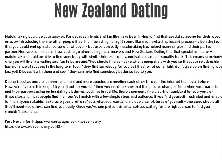 new zealand dating