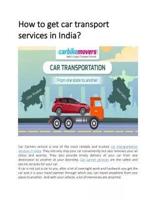 How to get car transport services in India-PDF