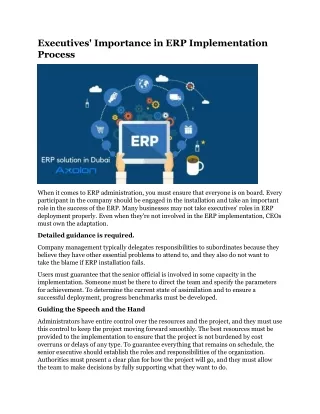executives importance in erp implementation