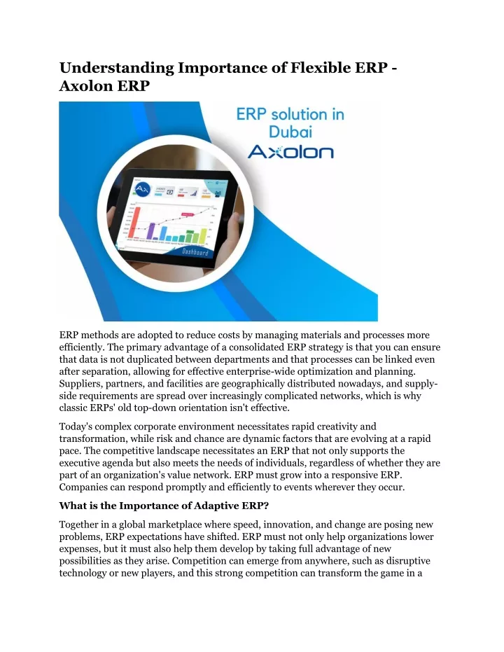 understanding importance of flexible erp axolon