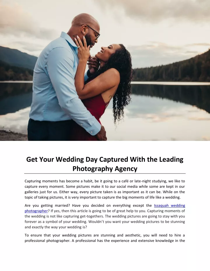 get your wedding day captured with the leading