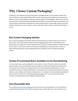 Why Choose Custom Packaging