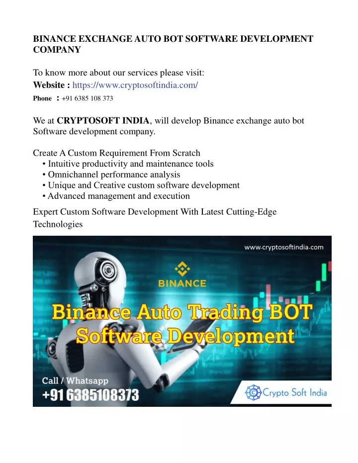 binance exchange auto bot software development