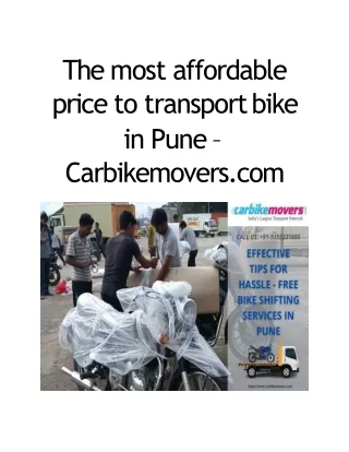 The most affordable price to transport bike in Pune-PPT