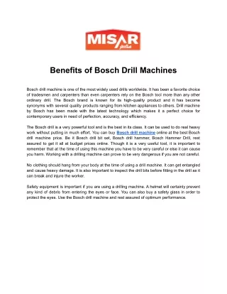 benefits of bosch drill machines