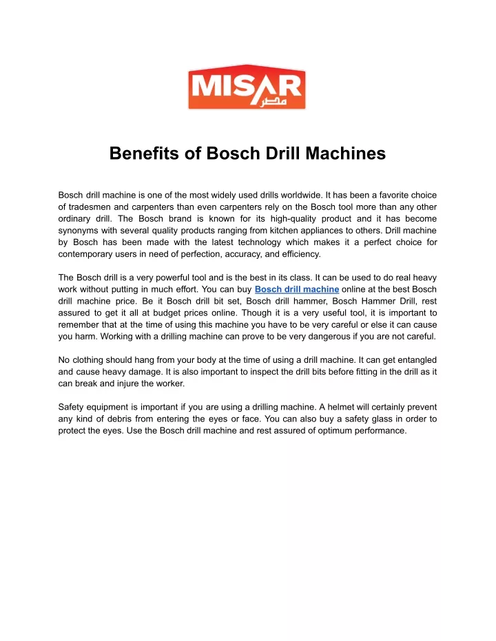 benefits of bosch drill machines