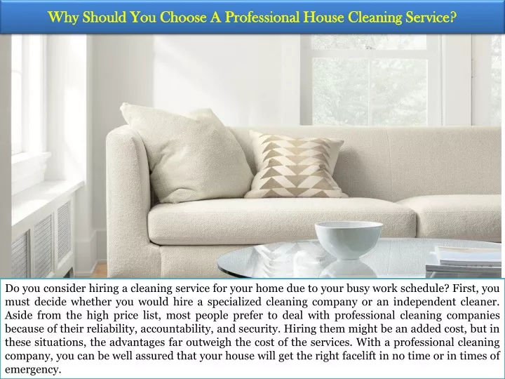 why should you choose a professional house cleaning service