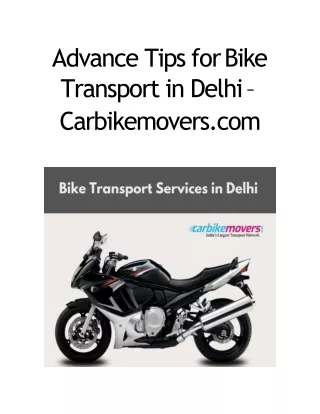 Advance Tips for Bike Transport in Delhi-PPT