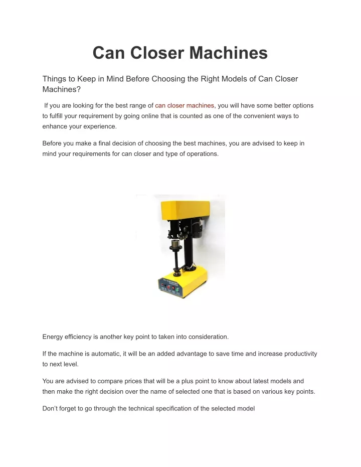 can closer machines