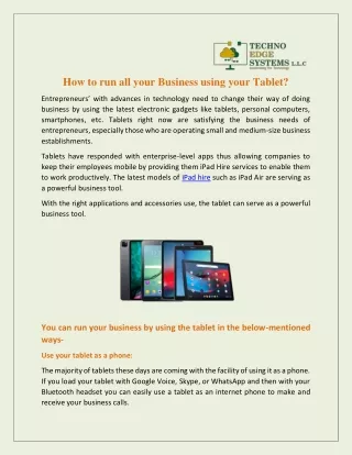 how to run all your business using your tablet