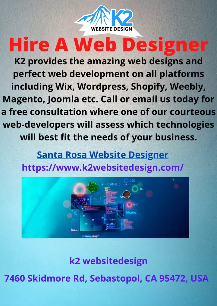 hire a web designer k2 provides the amazing