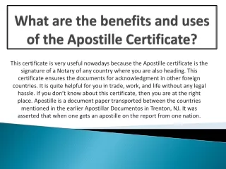What are the benefits and uses of the Apostille Certificate