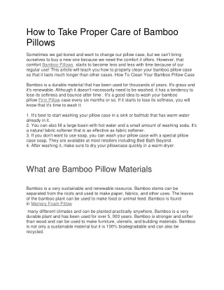 how to take proper care of bamboo pillows