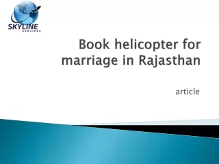 Book helicopter for marriage in Rajasthan
