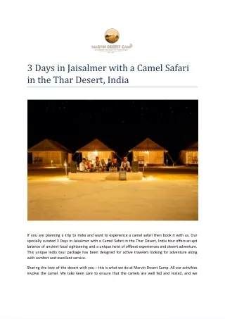 3 days in jaisalmer with a camel safari