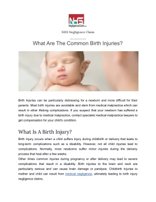What Are The Common Birth Injuries?