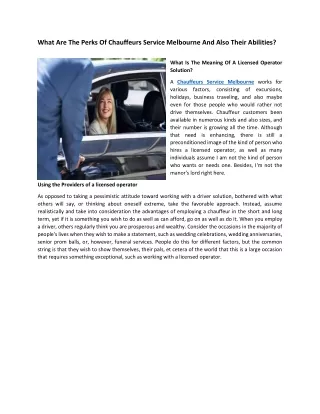 what are the perks of chauffeurs service