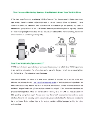 tire pressure monitoring system stay updated