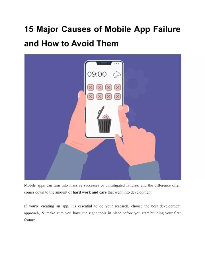 15 major causes of mobile app failure