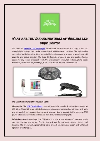 What Are The Various Features Of Wireless LED Strip Lights