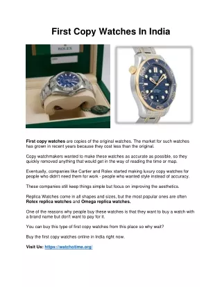 First Copy Watches In India