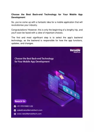 choose the best back end technology for your