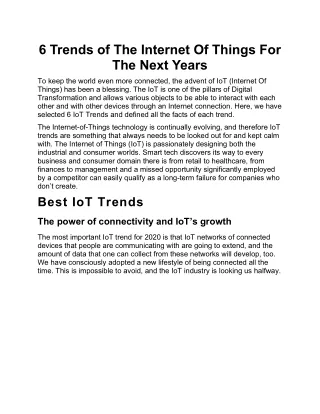 6 trends of the internet of things for the next