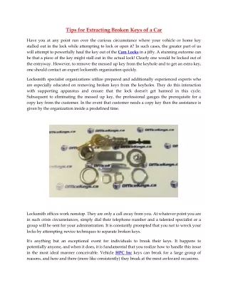 tips for extracting broken keys of a car