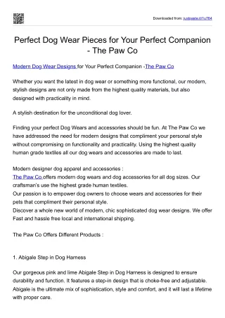 Perfect Dog Wear Pieces for Your Perfect Companion - The Paw Co