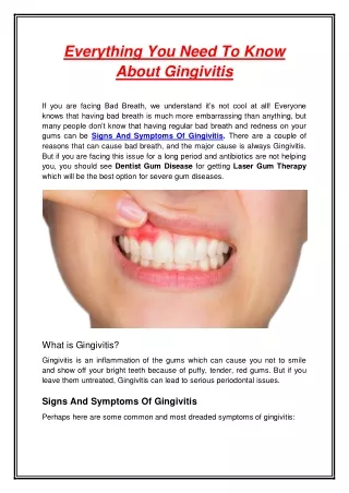 Everything You Need To Know About Gingivitis