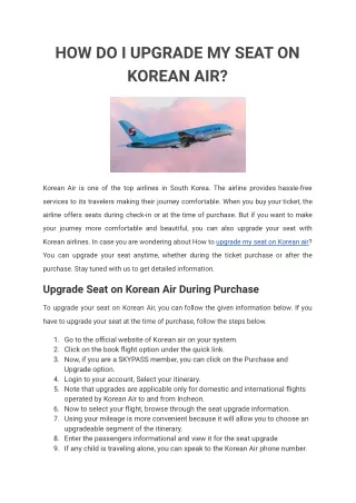 Upgrade my seat on Korean Air