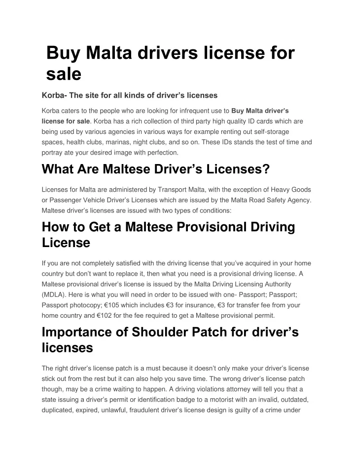 buy malta drivers license for sale