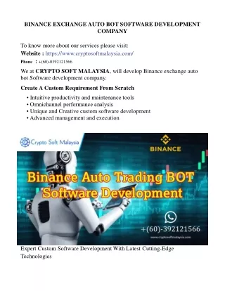binance exchange auto bot software development