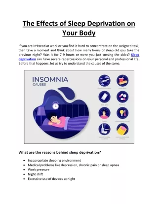 The Effects of Sleep Deprivation on Your Body