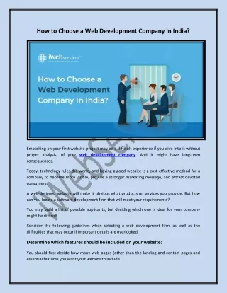 how to choose a web development company in india