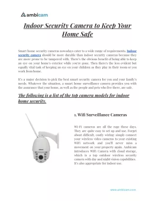 Indoor Security Camera to Keep Your Home Safe