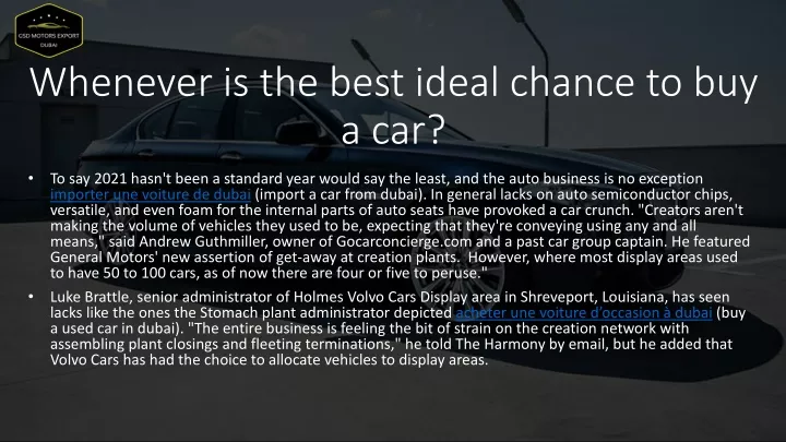 whenever is the best ideal chance to buy a car