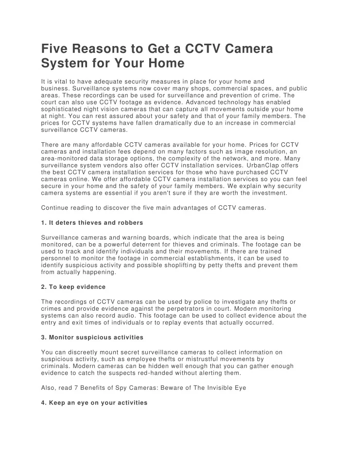 PPT - Five Reasons to Get a CCTV Camera System for Your Home-converted ...