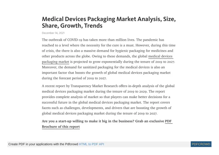 medical devices packaging market analysis size