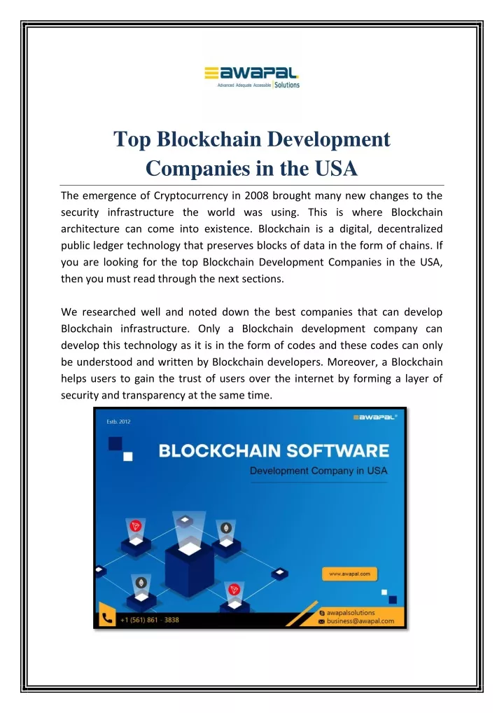 top blockchain development companies in the usa