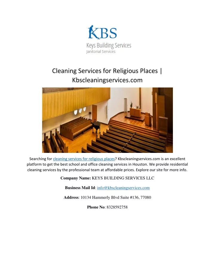 cleaning services for religious places