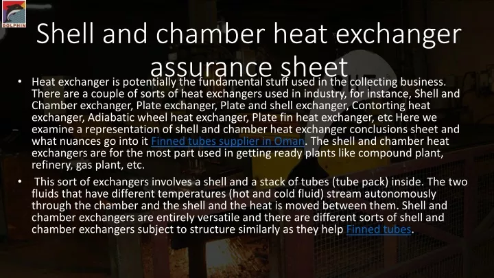 shell and chamber heat exchanger assurance sheet