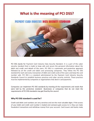 What is the meaning of PCI DSS?
