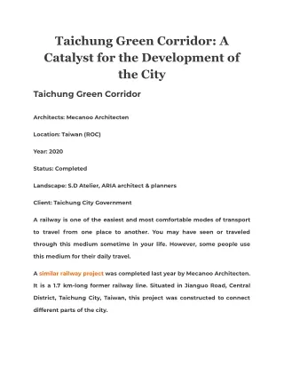 taichung green corridor a catalyst