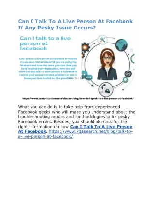 Can I Talk To A Live Person At Facebook If Any Pesky Issue Occurs?