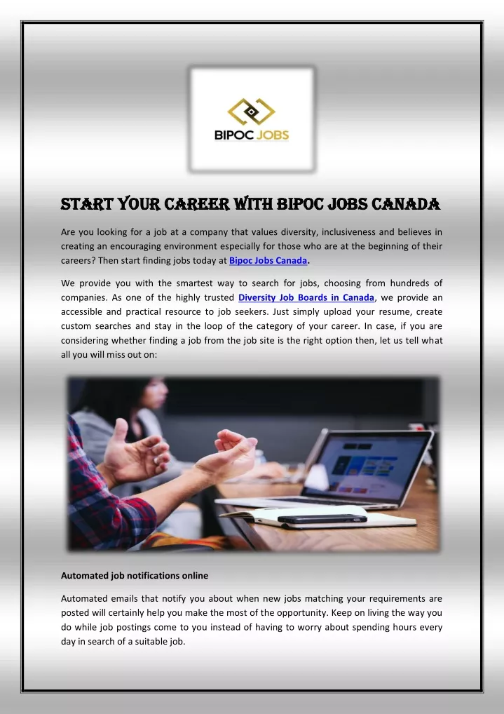 start your career with bipoc jobs canada start