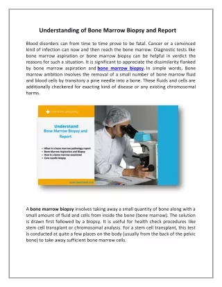understanding of bone marrow biopsy and report