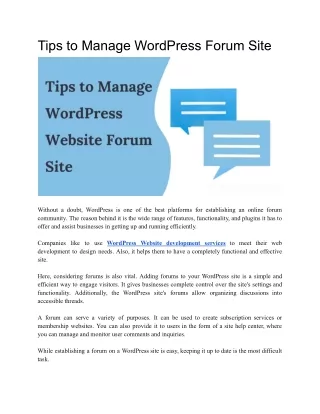 Tips to Manage WordPress Website Forum