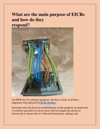 what are the main purpose of eicrs
