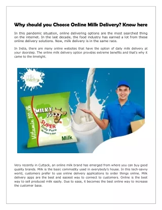Why should you Choose Online Milk Delivery Know here